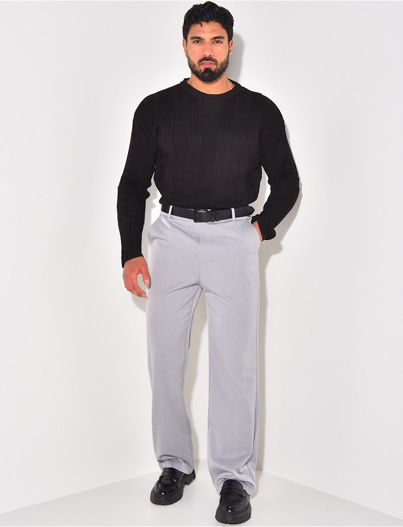 Pull fin en laine à motifs