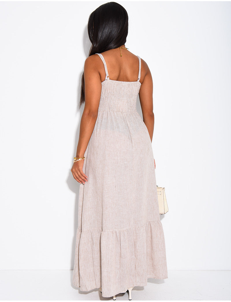 Robe longue en coton brodé