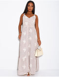 Robe longue en coton brodé