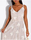 Robe longue en coton brodé