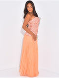 Robe bustier en sequins plissée