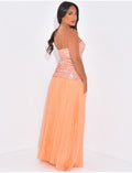 Robe bustier en sequins plissée