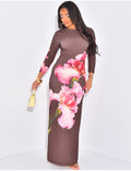 Robe longue fluide à motif imprimé