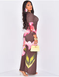 Robe longue fluide à motif imprimé