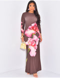 Robe longue fluide à motif imprimé