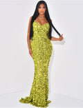 Robe de soirée longue à paillettes et sequins