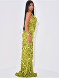 Robe de soirée longue à paillettes et sequins