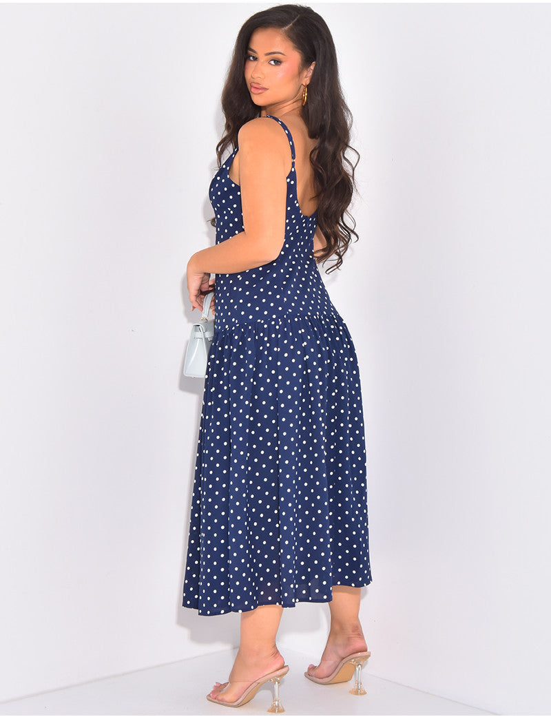 Robe à fines bretelles et petits pois