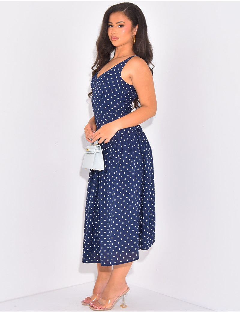 Robe à fines bretelles et petits pois