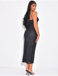 Robe corset longue en dentelle et strass