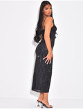 Robe corset longue en dentelle et strass