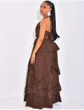 Robe longue à volants évasée & dos nu