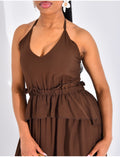Robe longue à volants évasée & dos nu