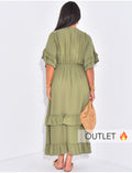 Robe longue fluide à volants