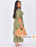 Robe longue fluide à volants