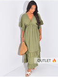 Robe longue fluide à volants
