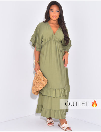 Robe longue fluide à volants