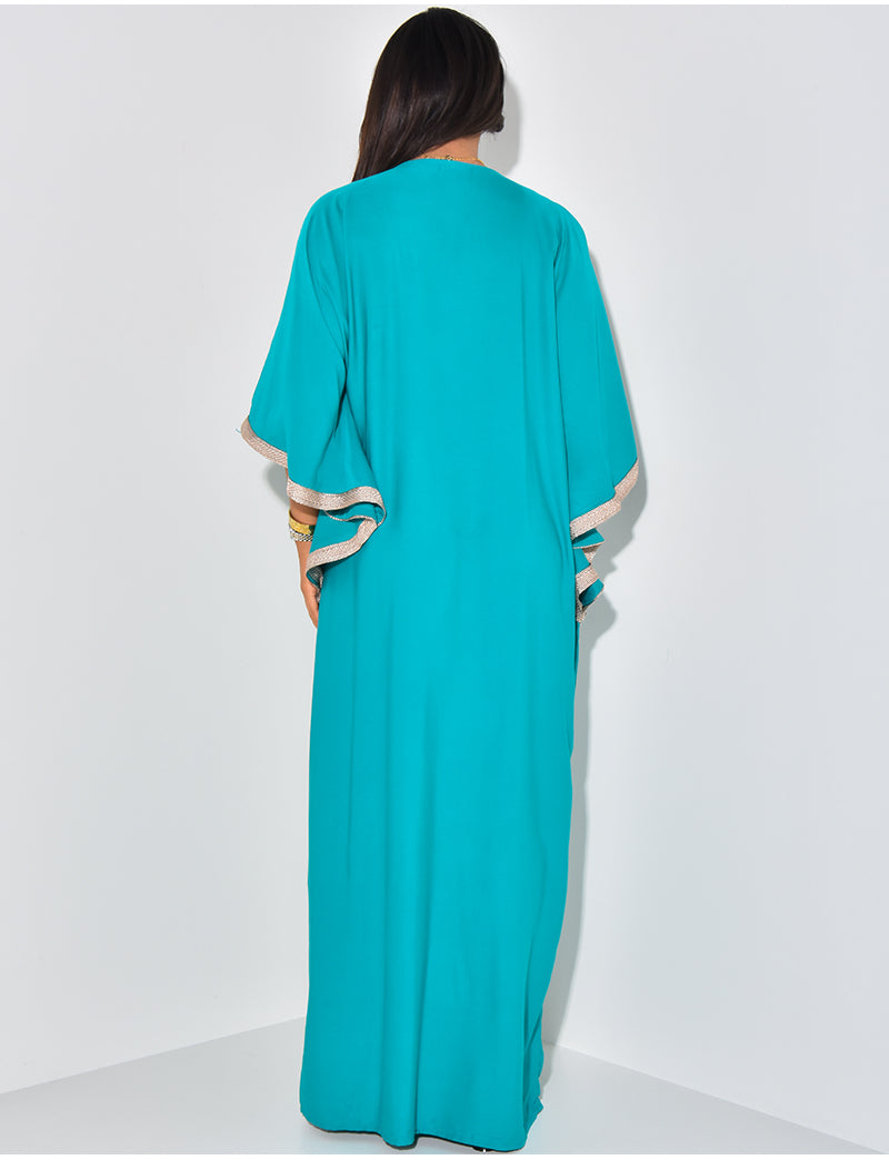 Abaya ample à broderies dorées