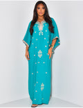 Abaya ample à broderies dorées