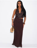 Robe longue ajouré à top dos nu et jupe longue