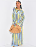 Robe longue en crochet dos nu multicolore