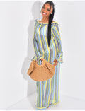 Robe longue en crochet dos nu multicolore