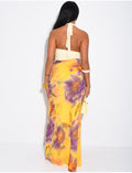 Robe longue ajouré à top dos nu et jupe longue