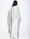 Abaya papillon en satin premium en relief ornée de perles