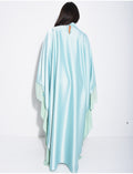 Robe abaya en satin épais et bordures en voile transparent