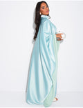 Robe abaya en satin épais et bordures en voile transparent