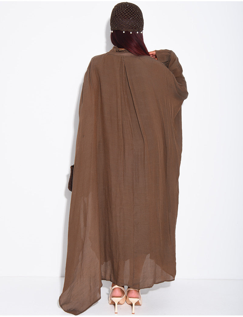 Robe fluide doublée à nouer à la taille effet plissé