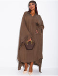 Robe fluide doublée à nouer à la taille effet plissé