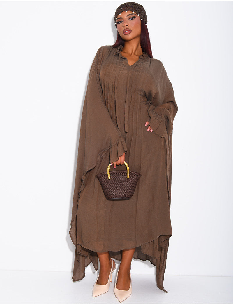 Robe fluide doublée à nouer à la taille effet plissé