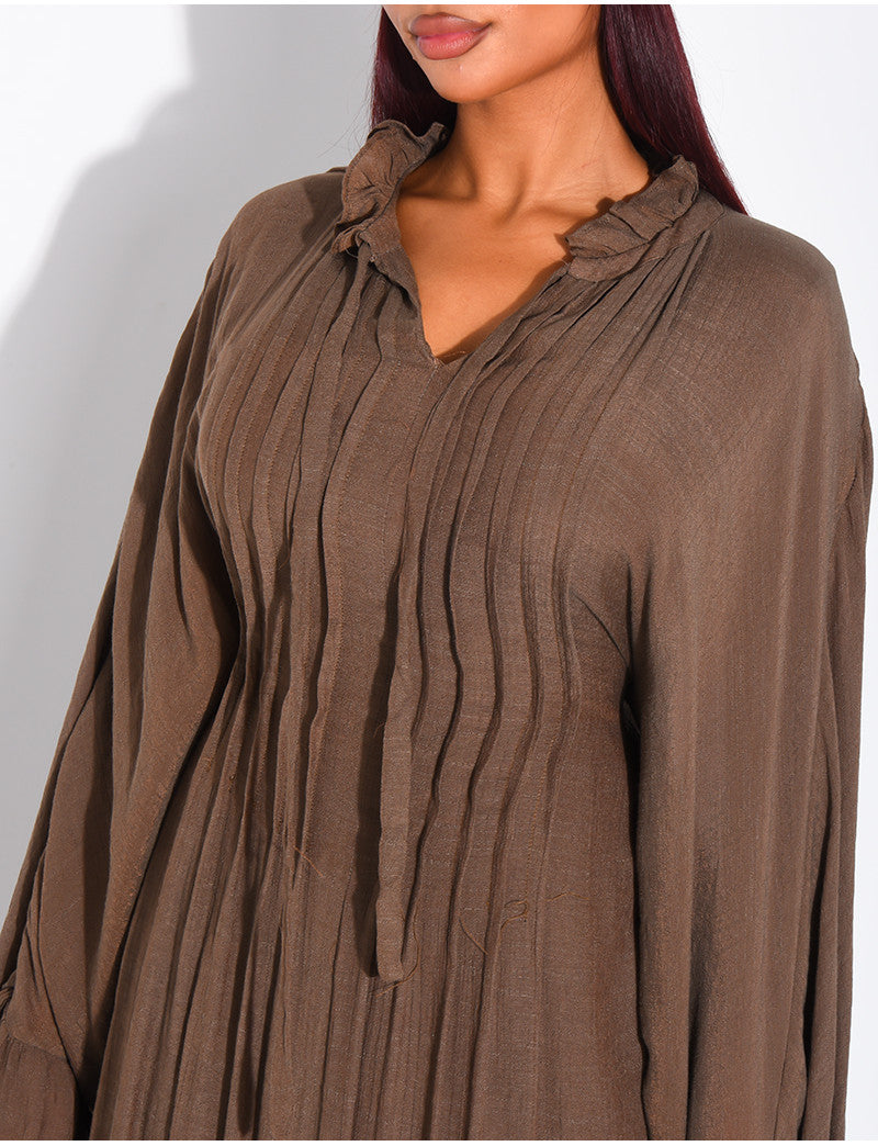 Robe fluide doublée à nouer à la taille effet plissé