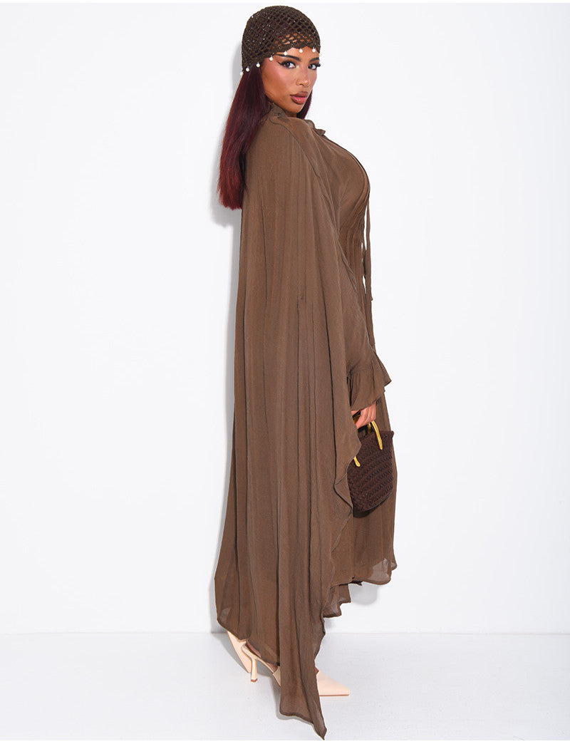 Robe fluide doublée à nouer à la taille effet plissé
