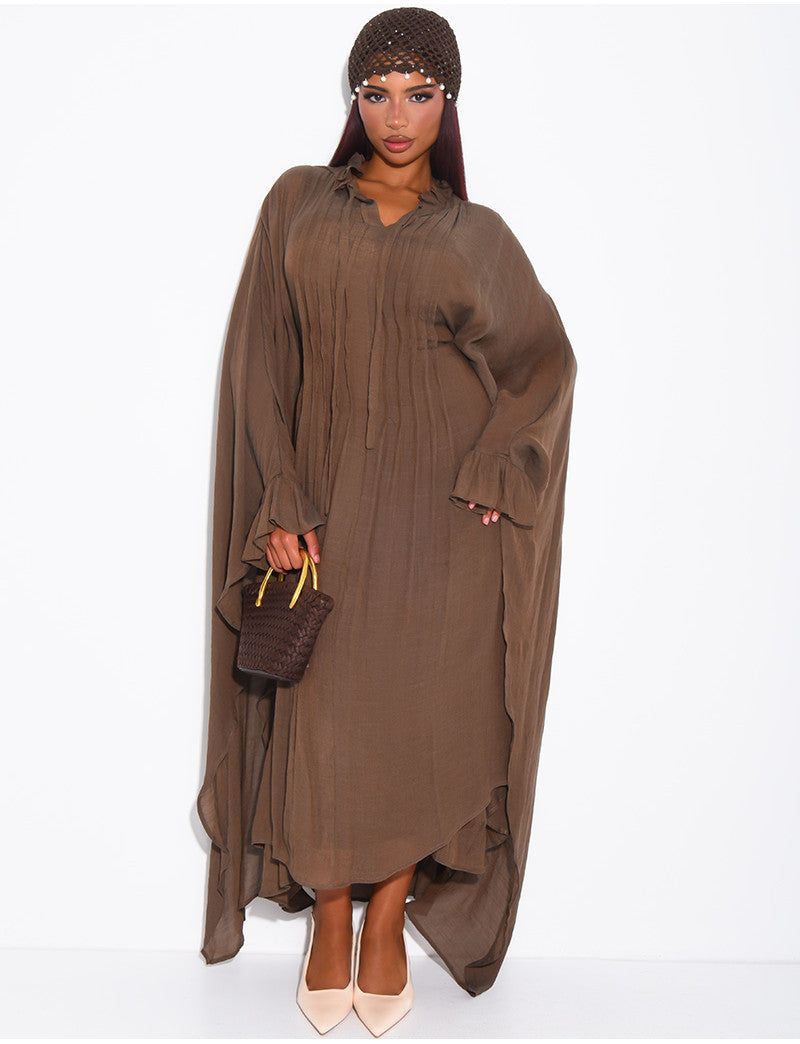 Robe fluide doublée à nouer à la taille effet plissé