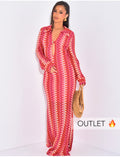 Robe longue en crochet multicolor à bouton