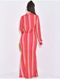 Robe longue en crochet multicolor à bouton