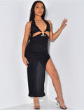 Robe fluide à anneaux dorée ajourée