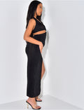 Robe fluide à anneaux dorée ajourée