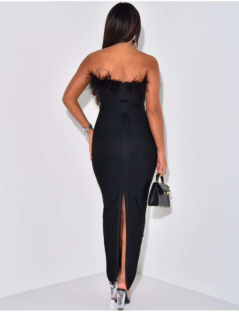 Robe bandage premium gainante à plumes