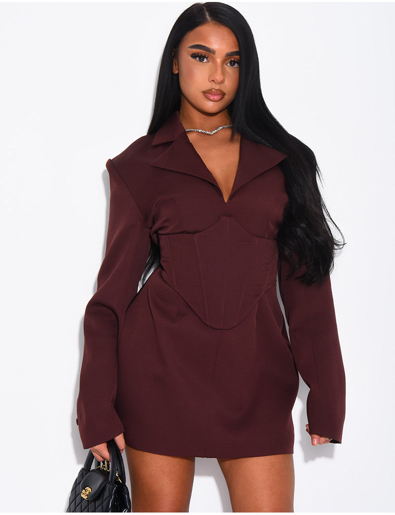 Robe style blazer courte à corset integré à la taille
