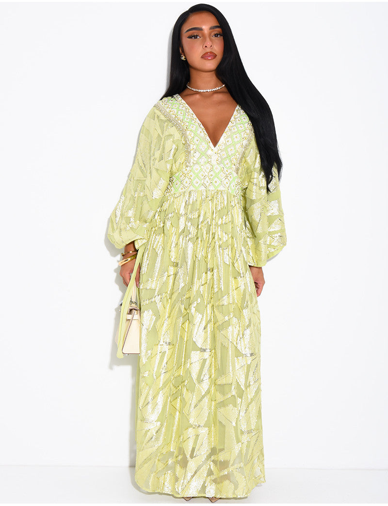 Robe bohème à perles et sequins