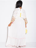Robe bohème longue à broderies et perles