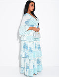 Robe bohème longue à sequins et volants