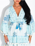 Robe bohème longue à sequins et volants