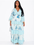 Robe bohème longue à sequins et volants