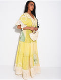 Robe bohème longue à broderies et perles