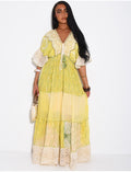 Robe bohème longue à broderies et perles