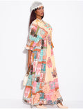 Robe bohème longue imprimée à broderies